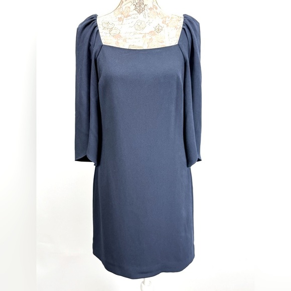 TRINA TURK Blue long flutter sleeve cocktail shift dress size S - Picture 3 of 15